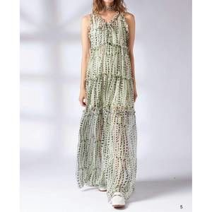 NEW TRICOT CHIC dress jumper in green on beige ground